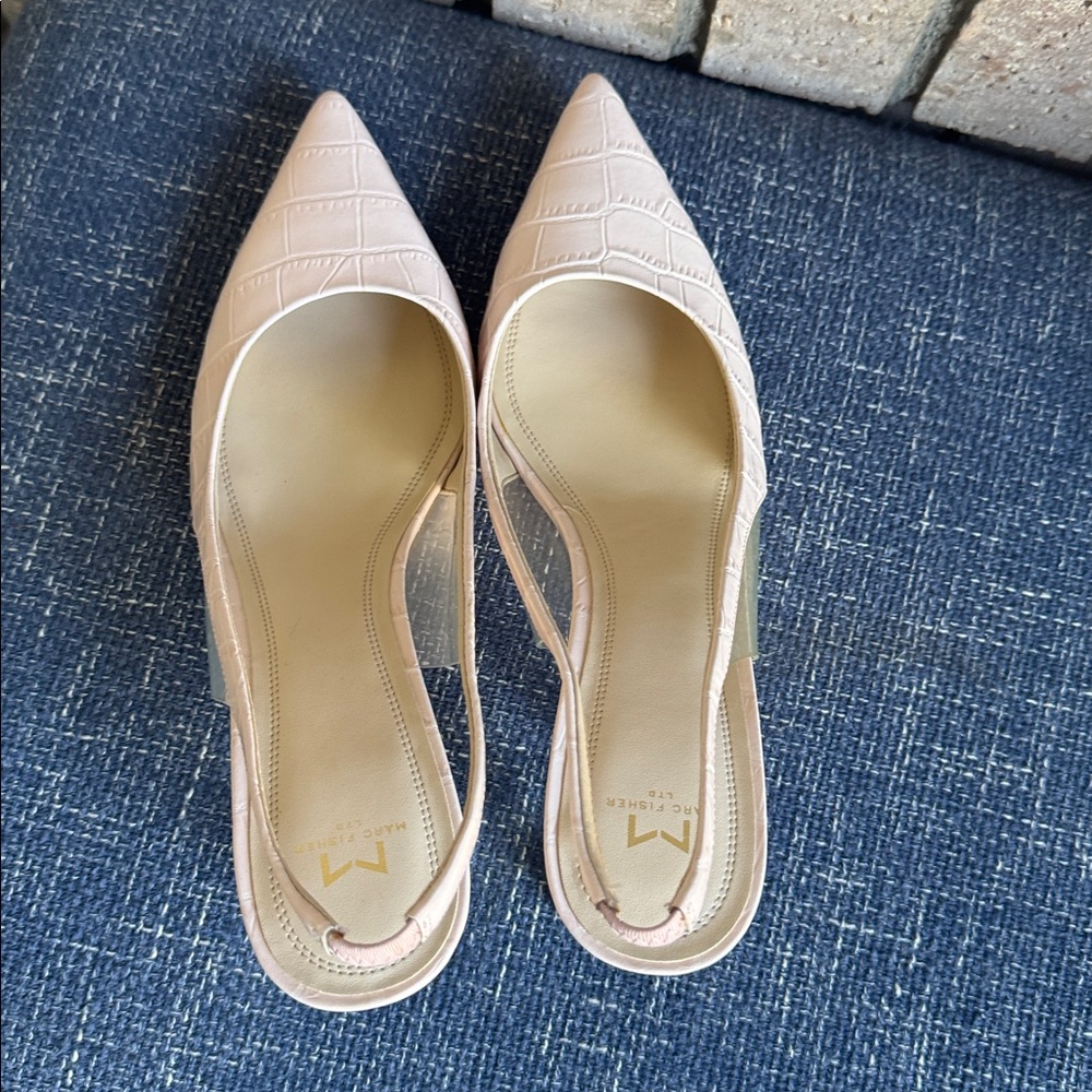 Marc Fisher Nude Croc-Embossed Slingback Heels - Picture 4 of 6